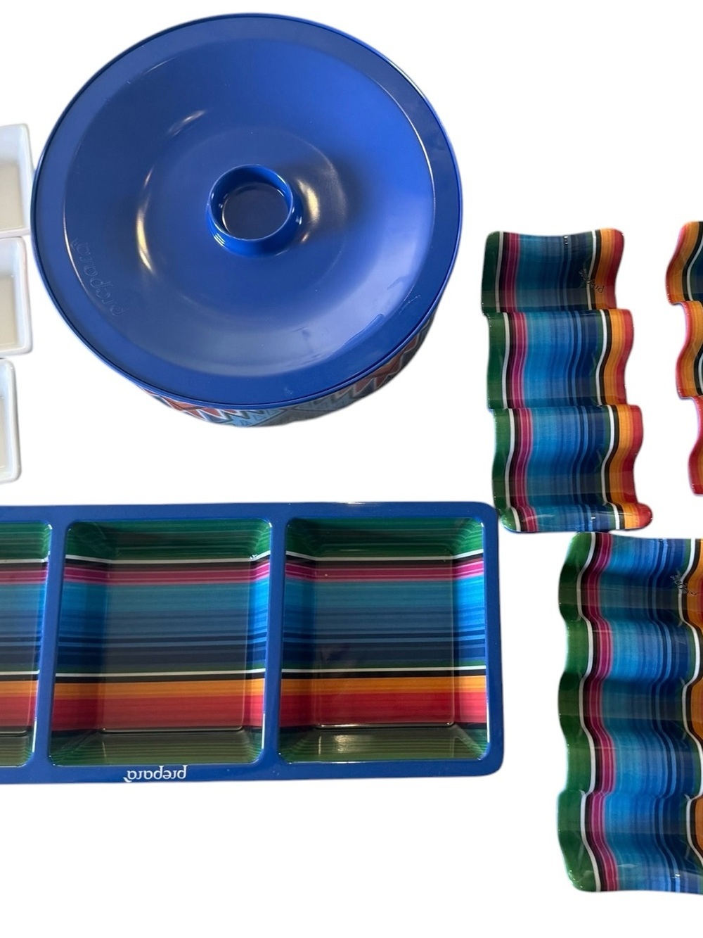 Prepara Taco Serving Tortilla Holder Chip Dip Tray Ramekins